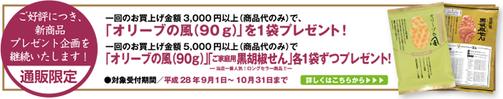 新商品プレゼント企画オリーブの風
